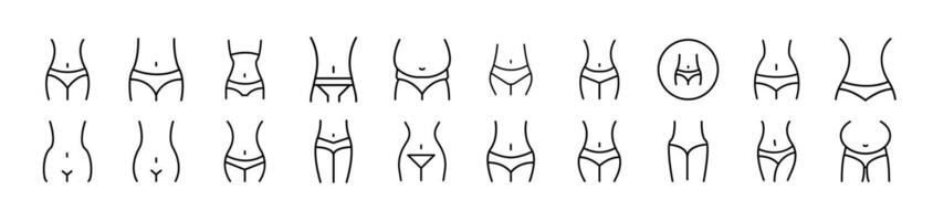 Waist Simple Isolated Line Icons Collection. Editable Stroke. Suitable for Web Sites, Books, Cards, Apps vector