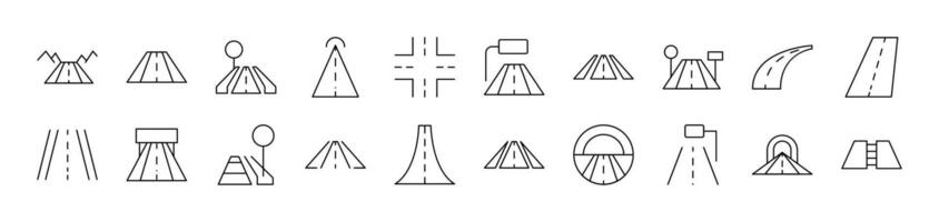 Road Outline Simple Linear Image Collection. Editable Stroke. Suitable for Web Sites, Books, Cards, Apps vector