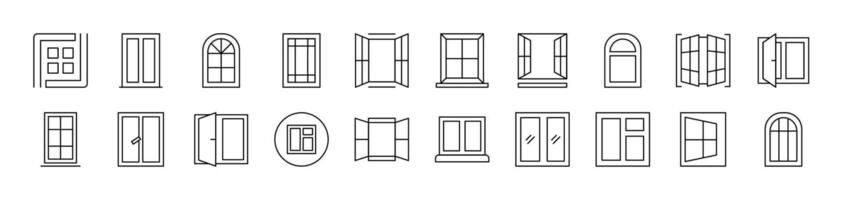 Collection of Thin Icons of Windows. Editable Stroke. Suitable for Web Sites, Books, Cards, Apps vector