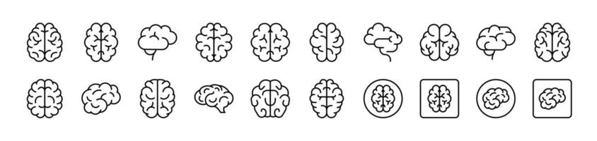 Brain Outline Simple Linear Image Collection. Editable Stroke. Suitable for Web Sites, Books, Cards, Apps vector