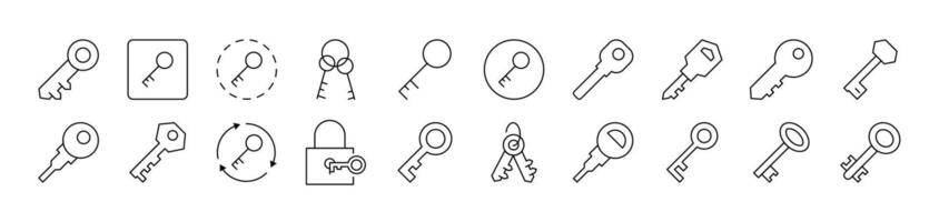 Key for Door Thin Icons Collection. Editable Stroke. Suitable for Web Sites, Books, Cards, Apps vector