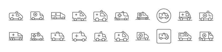 Ambulance Set of Thin Icons. Editable Stroke. Suitable for Web Sites, Books, Cards, Apps vector