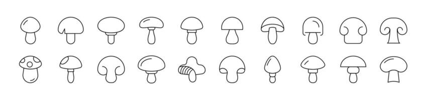 Mushroom Collection of Thin Icons. Editable Stroke. Suitable for Web Sites, Books, Cards, Apps vector