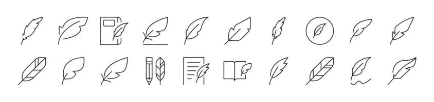 Feather Simple Isolated Line Icons Collection. Editable Stroke. Suitable for Web Sites, Books, Cards, Apps vector