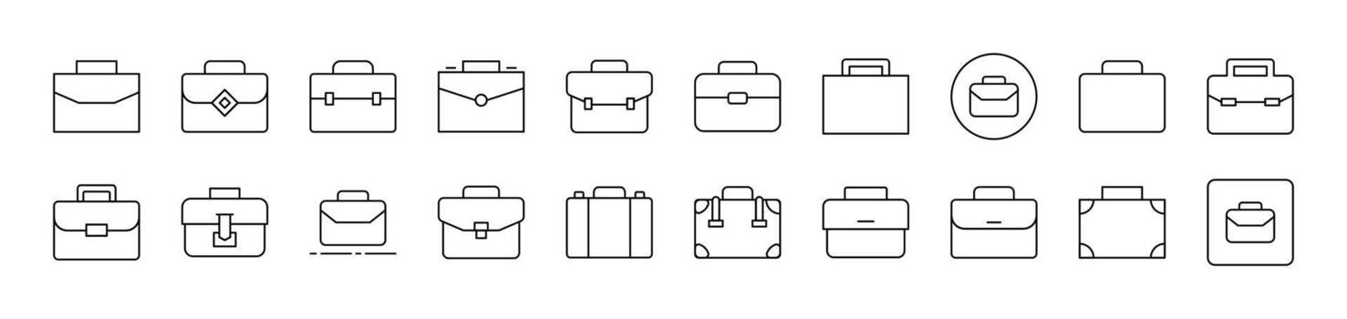 Briefcase, Business Suitcase Related Icon Set. Editable Stroke. Suitable for Web Sites, Books, Cards, Apps vector