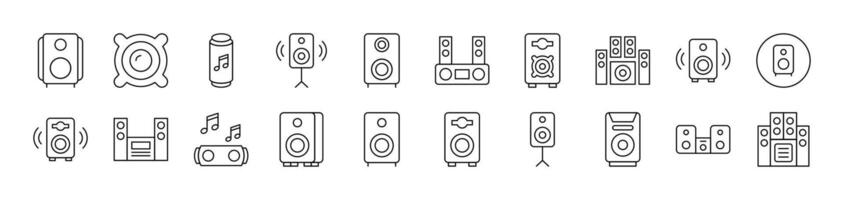 Bundle of Line Icons of Music Center. Editable Stroke. Minimalistic Linear Pictogram for Design of Cards, Apps, Banners, Posts vector
