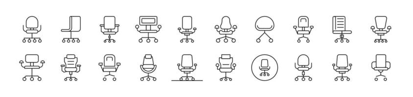 Office Chair Simple Isolated Line Icons Collection. Editable Stroke. Suitable for Web Sites, Books, Cards, Apps vector