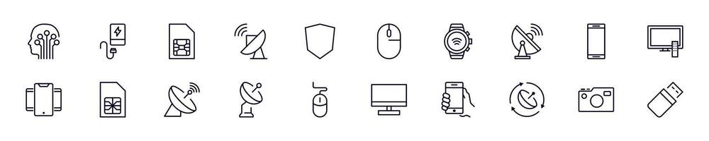 Collection of thin images of electronics for web sites, newspapers, articles book vector