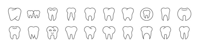 Teeth and Stomatology Collection of Thin Icons. Editable Stroke. Suitable for Web Sites, Books, Cards, Apps vector