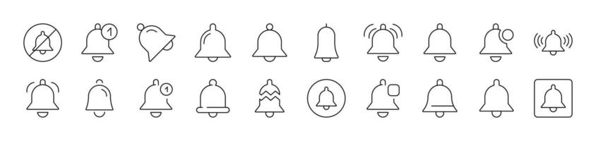Bell as Ring and Notification Thin Icons Collection. Editable Stroke. Suitable for Web Sites, Books, Cards, Apps vector