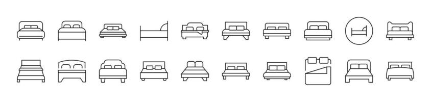 Bed Simple Isolated Line Icons Collection. Editable Stroke. Suitable for Web Sites, Books, Cards, Apps vector