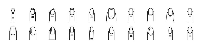 Nail Outline Simple Linear Image Collection. Editable Stroke. Suitable for Web Sites, Books, Cards, Apps vector