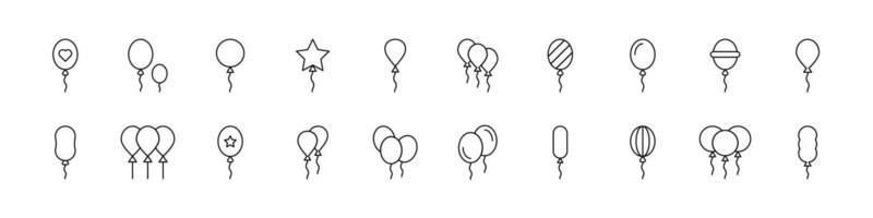 Holiday Ballon Collection of Thin Icons. Editable Stroke. Suitable for Web Sites, Books, Cards, Apps vector