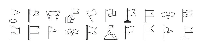 Collection of Flag Drawn with Thin Line for apps, web sites, banners, infographics and other types of design vector
