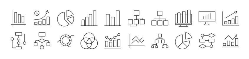 Diagrams, Pie Charts, Progress Bars Outline Image Collection. Editable Stroke. Perfect for Infographics, Articles, Books, Flyers, Banners vector