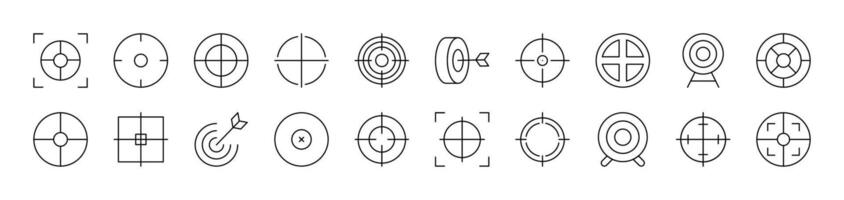 Sniper Target and Aim Line Icon Collection. Editable Stroke. Perfect for Infographics, Articles, Books, Flyers, Banners vector