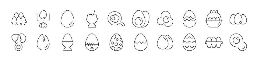 Collection of Outline Symbols of Eggs Drawn with Thin Line for apps, web sites, banners, infographics and other types of design vector