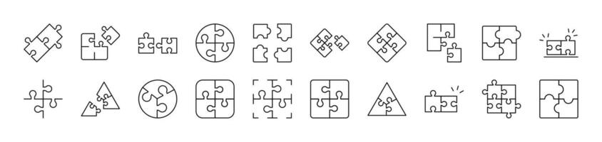 Puzzle Related Image Collection. Editable Stroke. Perfect for Infographics, Articles, Books, Flyers, Banners vector