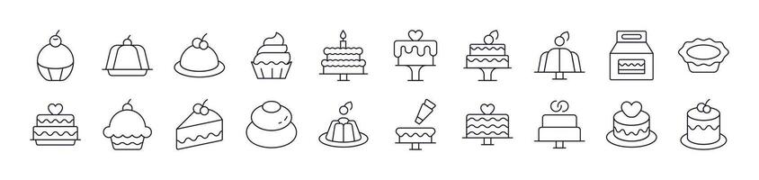 Cakes and Pastries Related Image Collection. Editable Stroke. Perfect for Infographics, Articles, Books, Flyers, Banners vector