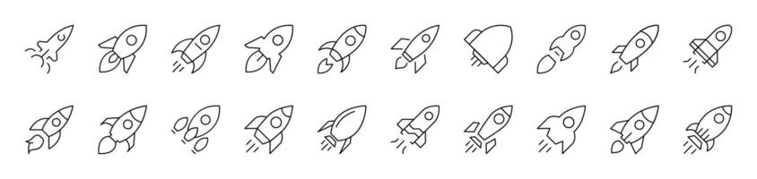 Spaceship Related Image Collection. Editable Stroke. Perfect for Infographics, Articles, Books, Flyers, Banners vector