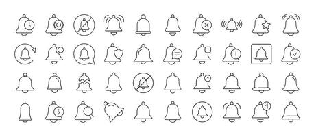 Bell with Items Set of Thin Icons. Editable Stroke. Suitable for Web Sites, Books, Cards, Apps vector