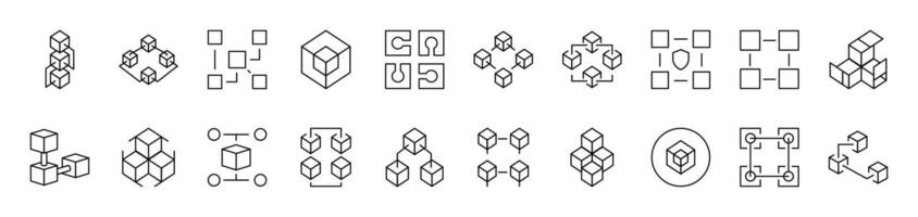 Various Cubes Simple Icon Collection. Editable Stroke. Perfect for Infographics, Articles, Books, Flyers, Banners vector