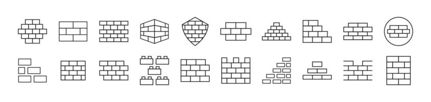 Brick Wall Related Line Icon Collection. Editable Stroke. Perfect for Infographics, Articles, Books, Flyers, Banners vector