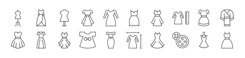 Collection of Dress Drawn with Thin Line for apps, web sites, banners, infographics and other types of design vector