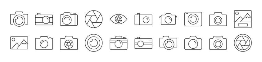 Photo Camera and Image Outline Image Collection. Editable Stroke. Perfect for Infographics, Articles, Books, Flyers, Banners vector