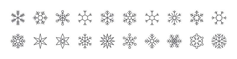 Collection of Line Icons of Snowflakes. Editable Stroke. Minimalistic Linear Pictogram for Design of Cards, Apps, Banners, Posts vector