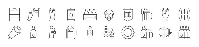 Beer Line Icon Collection. Editable Stroke. Perfect for Infographics, Articles, Books, Flyers, Banners vector