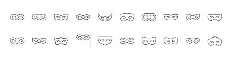 Carnival Mask Bundle of Thin Icons. Editable Stroke. Suitable for Web Sites, Books, Cards, Apps vector