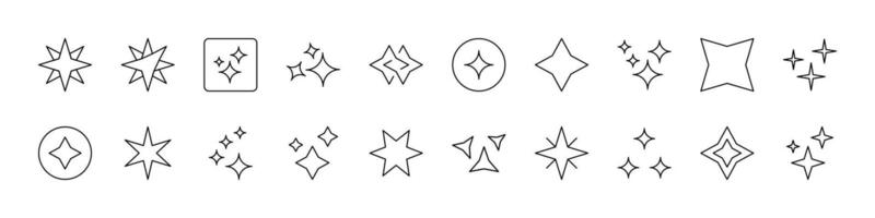 Sparkles and Stars Simple Isolated Line Icons Collection. Editable Stroke. Suitable for Web Sites, Books, Cards, Apps vector