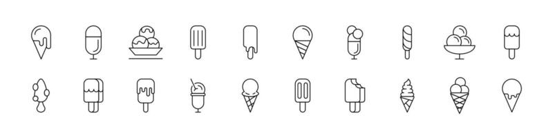 Ice Cream Thin Icons Collection. Editable Stroke. Suitable for Web Sites, Books, Cards, Apps vector