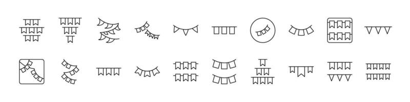 Garlands Set of Thin Icons. Editable Stroke. Suitable for Web Sites, Books, Cards, Apps vector