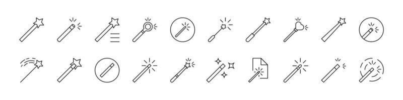Magic Wand Thin Icons Collection. Editable Stroke. Suitable for Web Sites, Books, Cards, Apps vector