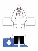 A doctor in a hospital. Minimalistic flat image. vector