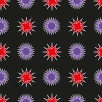 Abstract seamless pattern of purple and red stars on a dark background vector