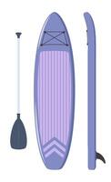 Inflatable sup board for water sports activity. Stand up pabble board in different view. illustration. vector
