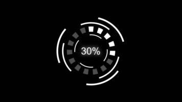 HUD Loading Circle animation displaying percentages from 0 to 100 isolated on black background video