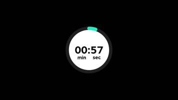 Simple 1 minute countdown timer animation Isolated on Black Background video