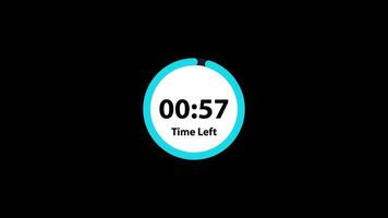 1 minute countdown timer Animation Isolated on Black Background video