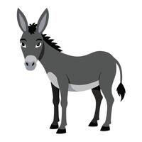 Donkey Cartoon Character Standing in Side View vector