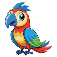 Beautiful colorful parrot on twig. Bird, fauna, wildlife. Tropics concept. vector