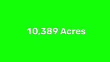 Animated Number Counting Acres on green screen, motion graphic animation video
