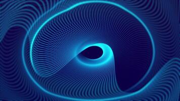 Futuristic wave with lines. Abstract motion background of blue lines. Technology or science. 3d rendering Seamless loop video