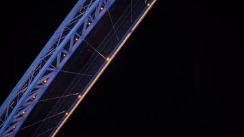 Vertical view from top down. Flying over the road bridge in t video