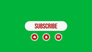 Pop up youtube like subscribe and bell icon animation button, call to action animating Motion graphic with green screen background video