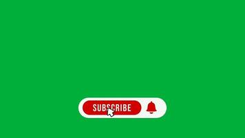Pop up youtube like subscribe and bell icon cursor animation clicked, call to action animating Mouse Motion graphic with chroma green screen background video