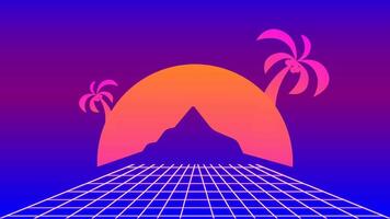 motion of a mountain in the background with retro style video